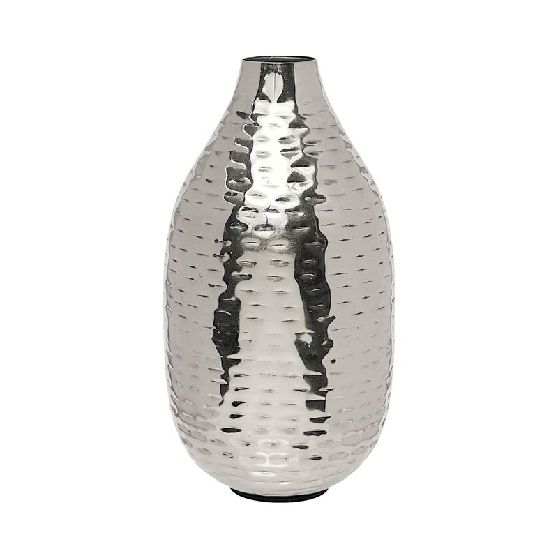 Hosley's 8.75" High Silver Finish Hammered Metal Vase. Ideal Gift for Floral Arrangements Weddings, Special Events, Aromatherapy,Spa, Reiki, Meditation O4 - Image 1